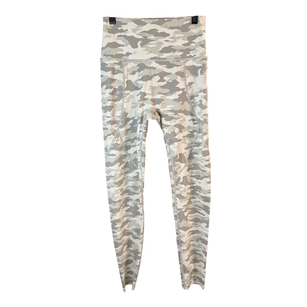 Aerie Chill Play Move High Waisted Camo Leggings Medium Gray Silver Metallic